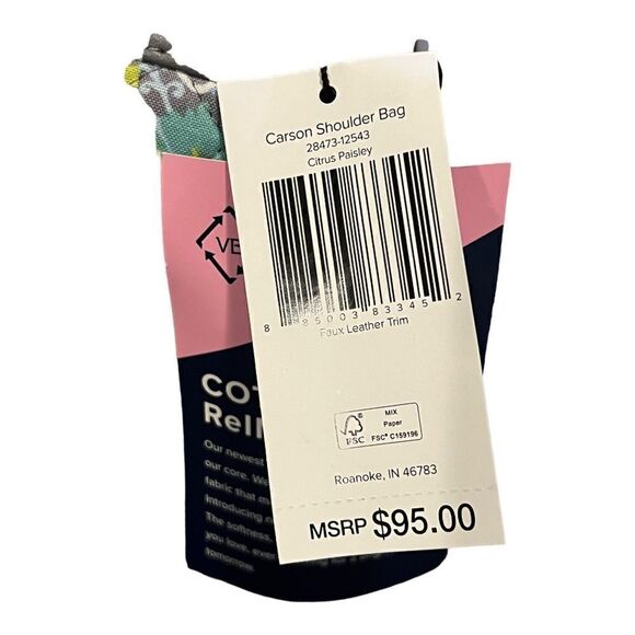 Vera Bradley Citrus Paisley Carson Shoulder Bag Floral Blue Crossbody NWT - Picture 7 of 7